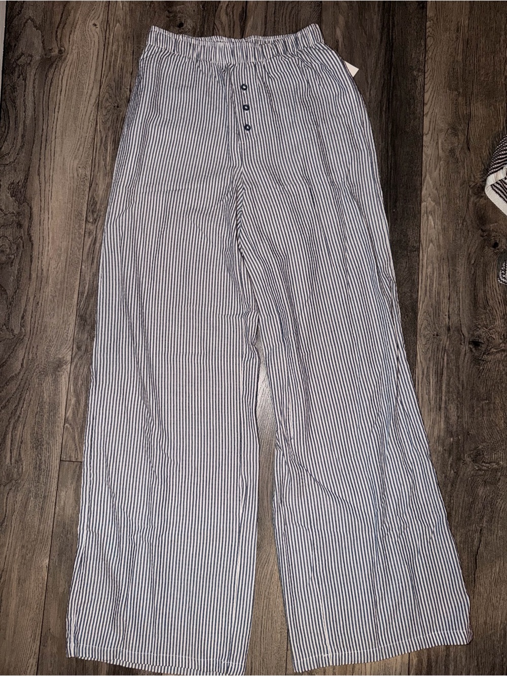 Beverly and Beck Wide-Leg Striped Pants in Navy and White
